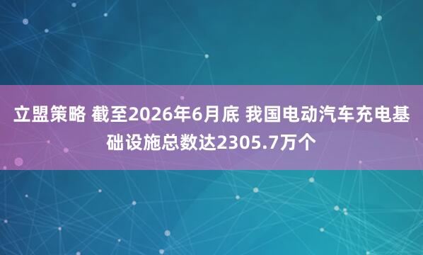 立盟策略 截至2026年6月底 我国电动汽车充电基础设施总数达2305.7万个